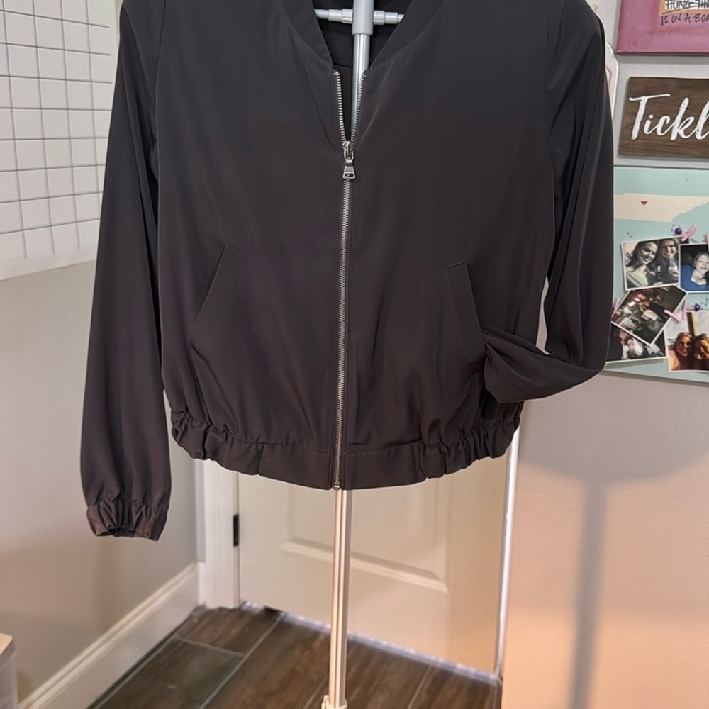 Express Black Bomber Jacket with Elasticized Waistband and Sporty Design